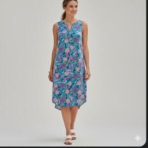 Lilly Pulitzer Naila Midi Dress Maldives Green Turtle wave Size Large Festival